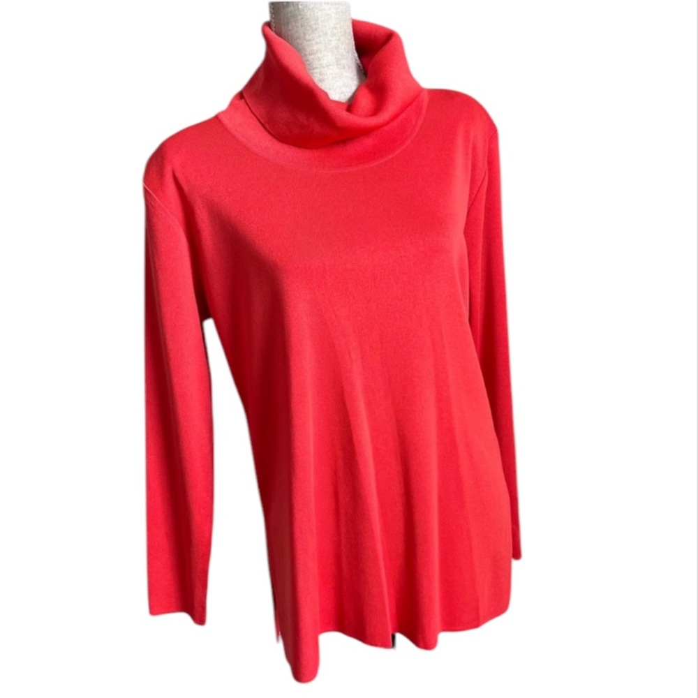 Misook Cowl Turtleneck Sweater Orange Long Sleeve Top Medium